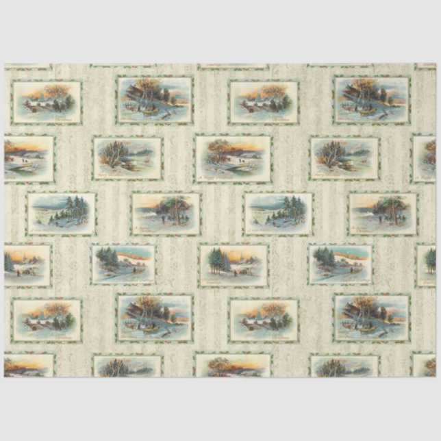 Papier Mousseline Collage rustique Vintage hiver (Recto)