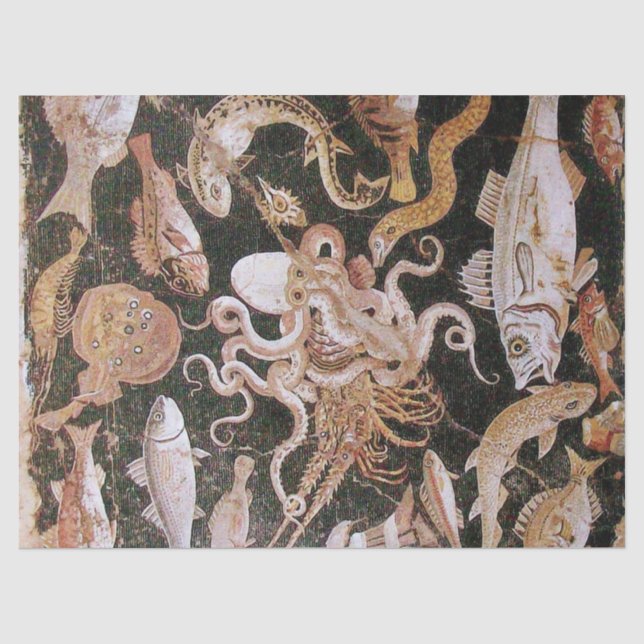 PAPIER MOUSSELINE COLLECTE POMPEII / OCÉAN - SCÈNE DE VIE MARINE (Recto)