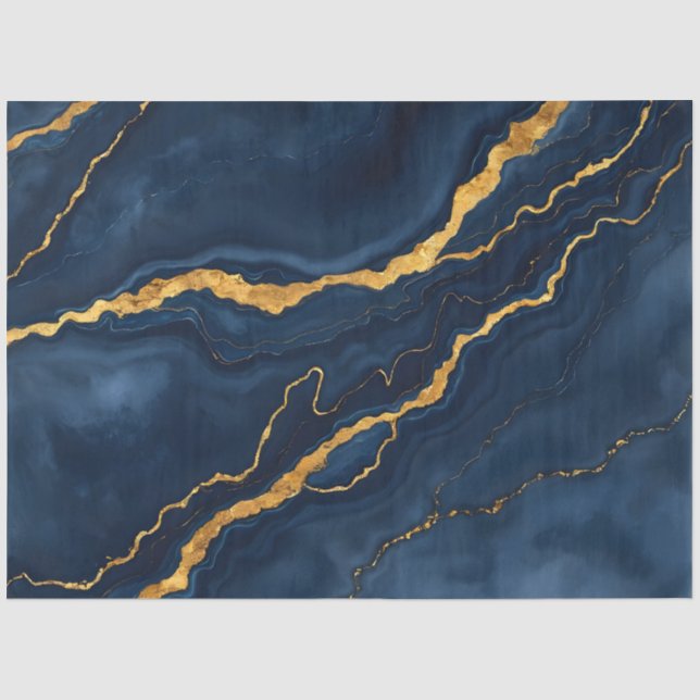 Papier Mousseline Collection de marbre bleu bleu marine (Recto)