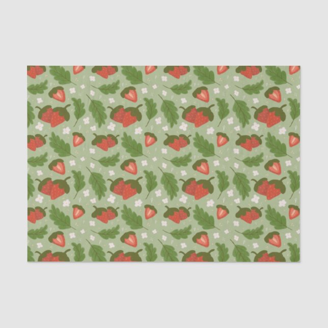 Papier Mousseline Collection de Motifs de paniers de fruits - Fraise (Recto)