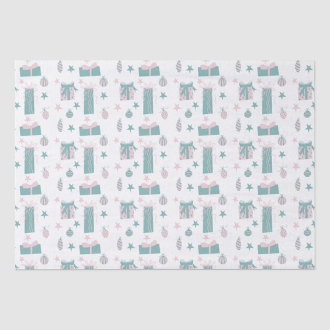 Papier Mousseline Collection de Noël rose et turquoise (Recto)