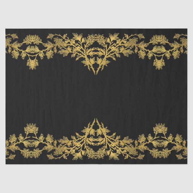 Papier Mousseline Collection d'or noir rustique - Papier de tissus (Recto)