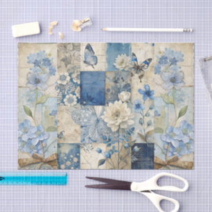 Papier Mousseline Collection Florale bleue vintage inspirée