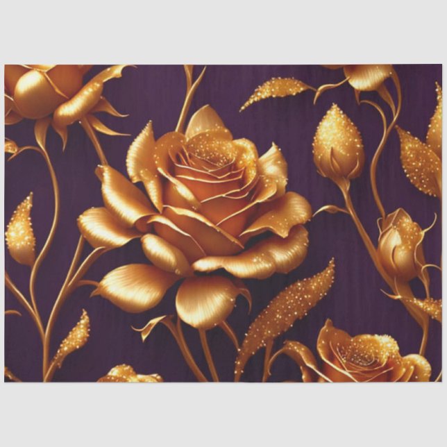 Papier Mousseline Collection moderne de luxe Big Gold Rose (Recto)