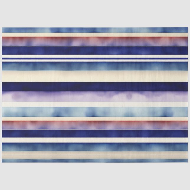 Papier Mousseline Collection populaire Summer Navy Blue Boat Stripes (Recto)