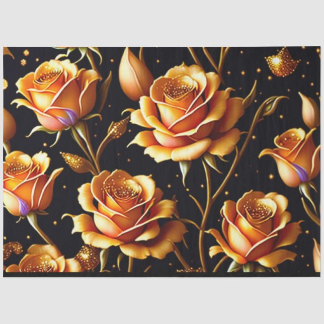 Papier Mousseline Collection Rose tendance de luxe Big Gold (Recto)