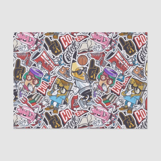 Papier Mousseline College Dynamic Art Urban Graffiti motif (Recto)