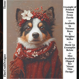 Papier Mousseline Collie frontalier dans l'Écharpe rouge Festive EE2