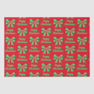 Papier Mousseline Collie Rough Chien de Noël & Bow Red