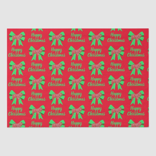 Papier Mousseline Collie Rough Chien de Noël & Bow Red (Recto)
