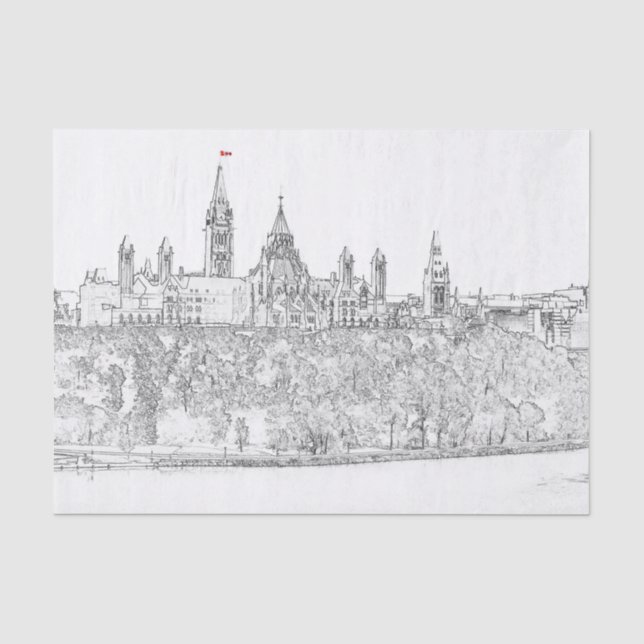 Papier Mousseline Colline du Parlement à Ottawa - Ontario, Canada (Recto)