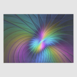 Papier Mousseline Coloré Avec Bleu Moderne Art Fractal Abstrait