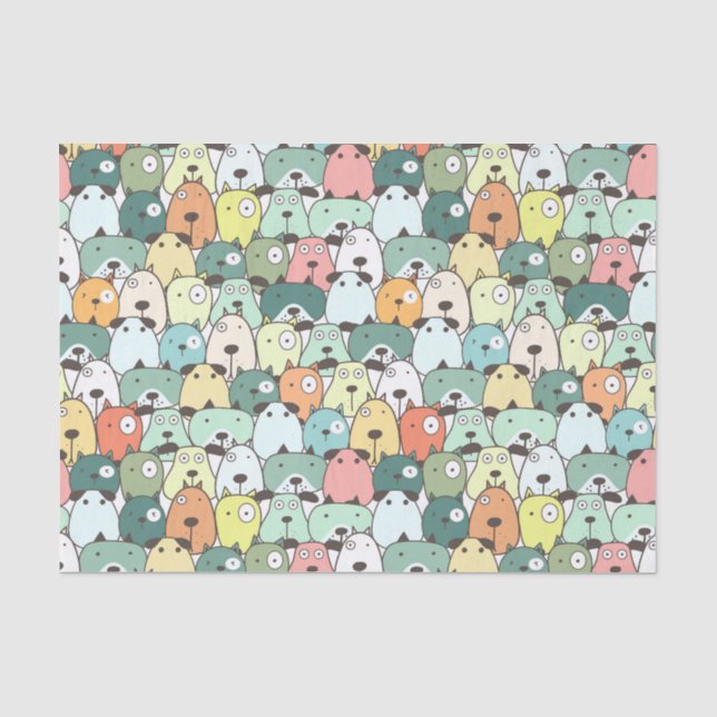 Papier Mousseline Colorful Dog Pattern Decoupage Paper (Recto)