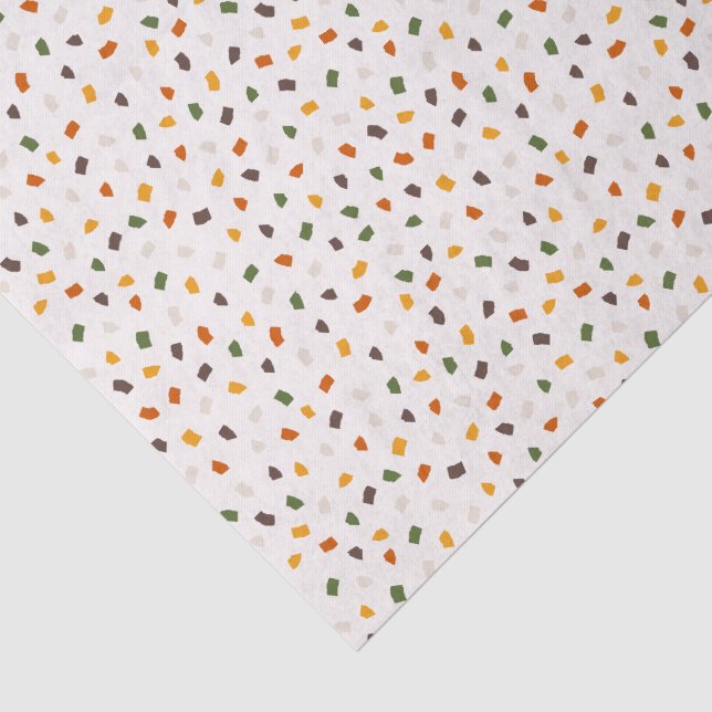 Papier Mousseline Colorful Terrazzo Confetti Pattern Warm Retro (Détail)