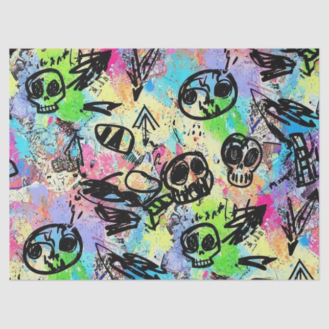 Papier Mousseline Colorful Urban Graffiti Pattern (1) (Recto)