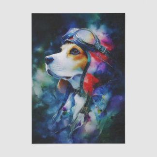 Papier Mousseline Colorful Watercolor Aviator Dog FC3L Decoupage