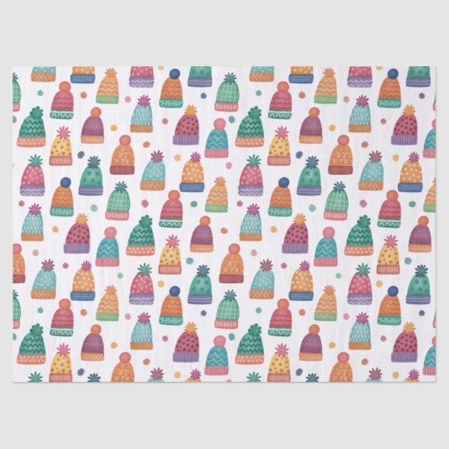 Papier Mousseline Colorful Woolly Hats Winter (Recto)
