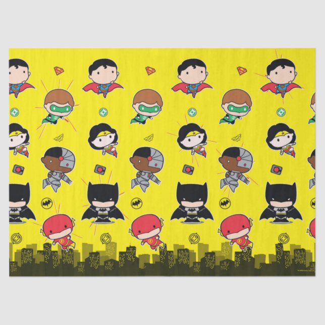 Papier Mousseline Comics DC | Justice League - Anniversaire de Chibi (Recto)