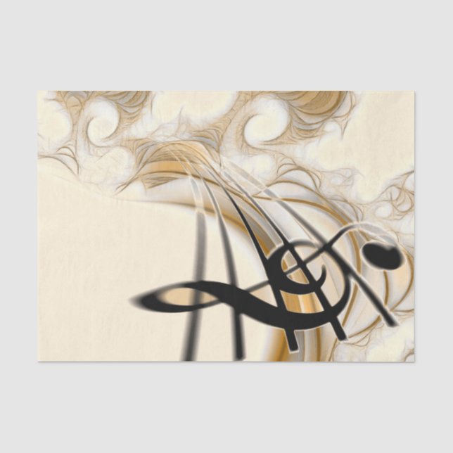 Papier Mousseline Composition Clé Treble Gold Musicien Découpage (Recto)