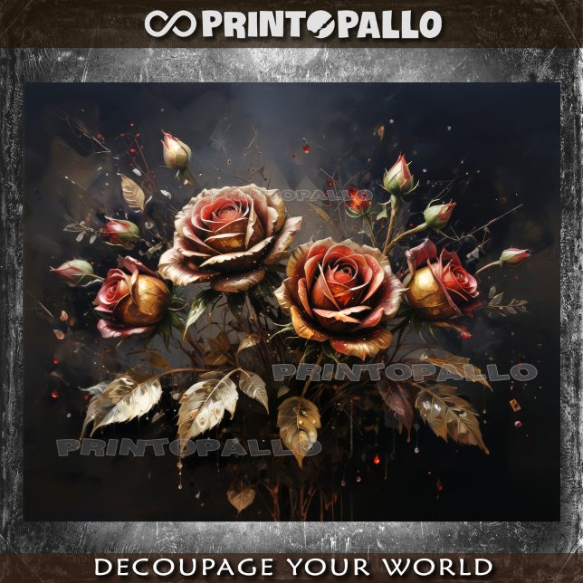 Papier Mousseline Composition florale des roses d'automne - (Créateur téléchargé)