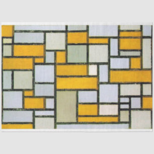 Papier Mousseline Composition Jaune et Gris, Mondrian