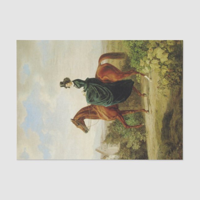 Papier Mousseline Comtesse à cheval (Elégant Cheval Brown) (Recto)