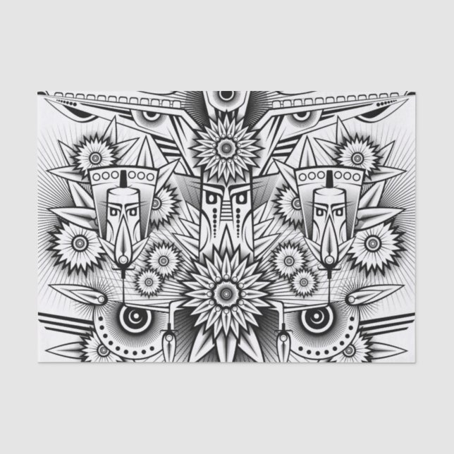 Papier Mousseline Conception artistique tribale (Recto)