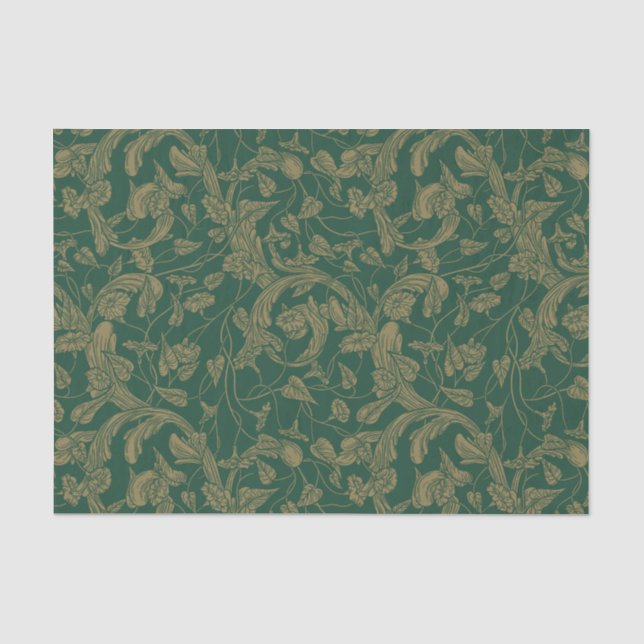 Papier Mousseline Conception de Brocade Taupe sur papier Tissus Turq (Recto)