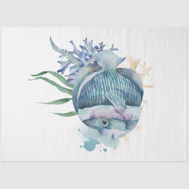 Papier Mousseline Conception de la série d'aquarelles sous-marines 1 (Recto)