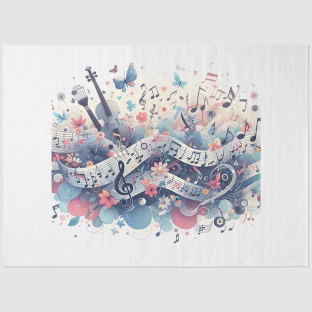 Papier Mousseline Conception de la série Notes musicales 5 (Recto)