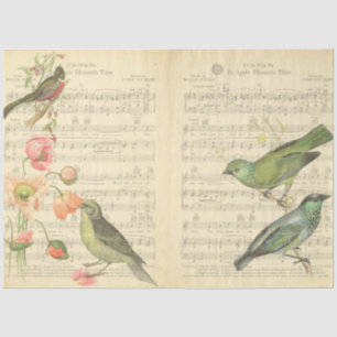 Papier Mousseline Conception de la série Oiseaux Vintage 5