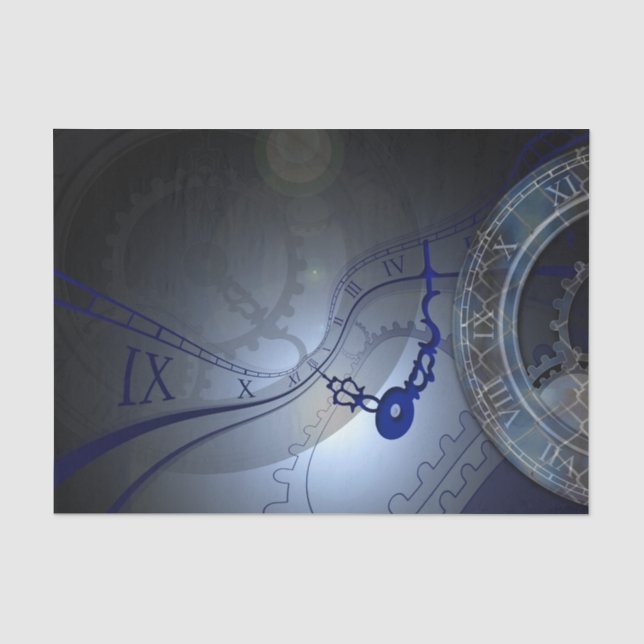 Papier Mousseline Conception de l'horloge bleue Abstraite (Recto)