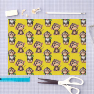 Papier Mousseline Conception de motif singe jaune