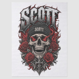 Papier Mousseline Conception de nom personnalisé Scott Gothic Skull