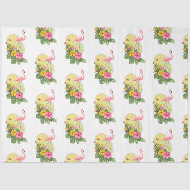 Papier Mousseline Conception de série de Flamants roses tropicaux 11 (Recto)