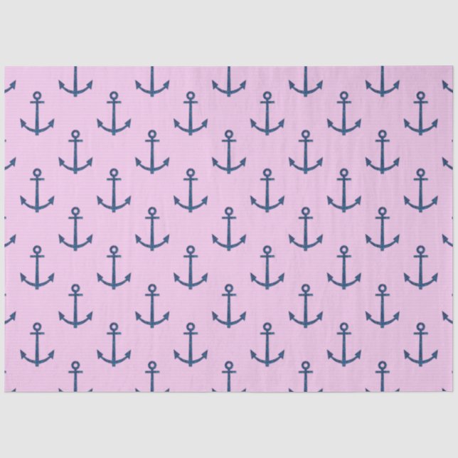 Papier Mousseline Conception de série Nautique rose et bleu 7 (Recto)