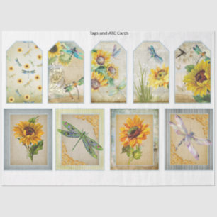 Papier Mousseline Conception des séries de tournesol et de libellule