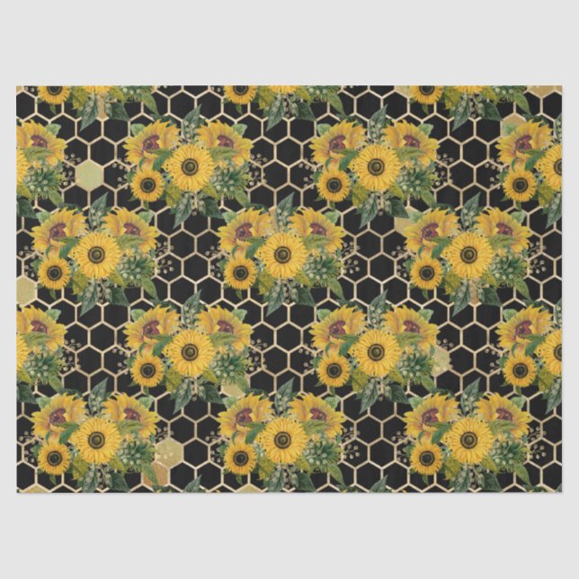 Papier Mousseline Conception des séries de tournesols et d'abeilles  (Recto)