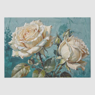 Papier Mousseline Conception d'huile artistique florale Rose Verte e