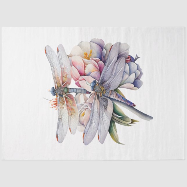 Papier Mousseline Conception d'une série d'aquarelles de libellules  (Recto)