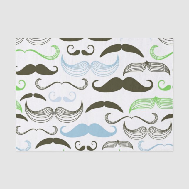 Papier Mousseline Conception verte, bleue et noire de moustache (Recto)