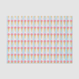 Papier Mousseline Cône De Crème De Glace Aux Fraises Bleues