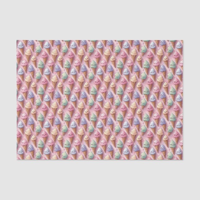 Papier Mousseline Cônes De Crème De Glace Sur Rose (Recto)