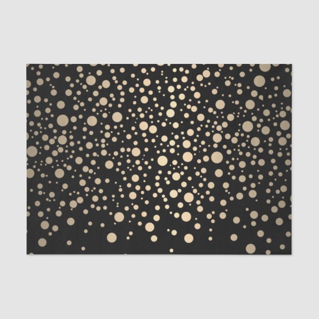 Papier Mousseline Confetti d'or noir et métallique (Recto)