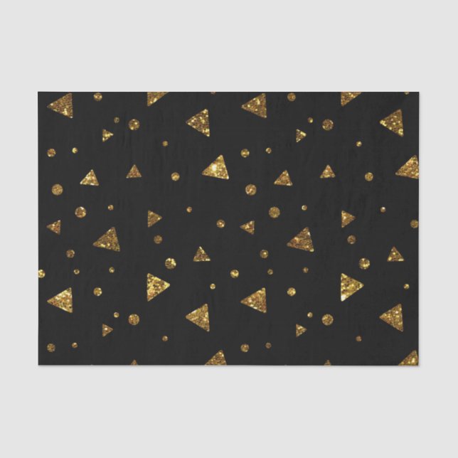 Papier Mousseline Confetti d'or noir Pois élégants Triangles (Recto)
