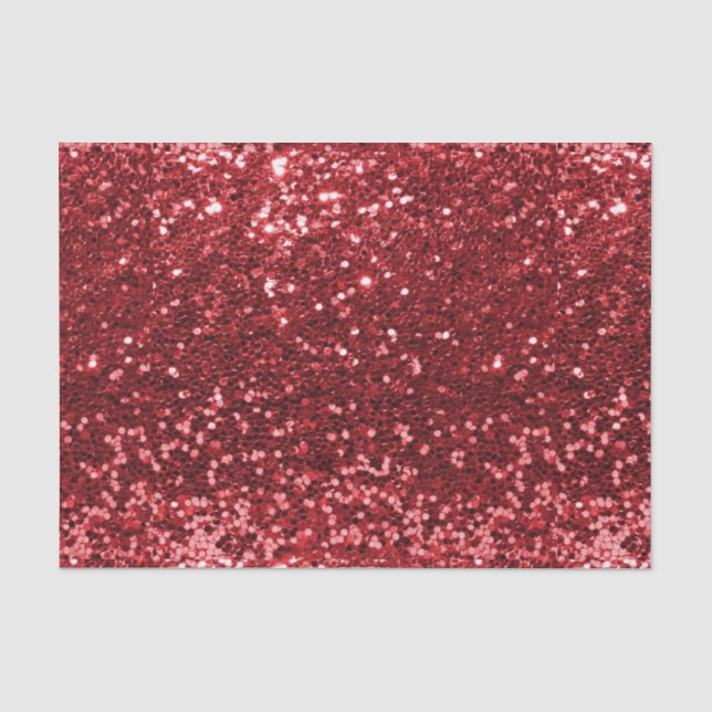 Papier Mousseline Confettis Pailletés Brillants Rouges (Recto)