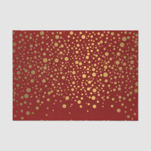 Papier Mousseline Confettis rouge foncé et métalliques d'or