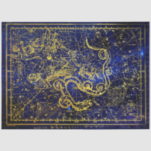 Papier Mousseline Constellation céleste d'or de Draco