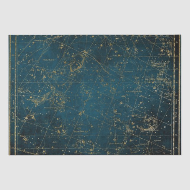 Papier Mousseline constellation de carte étoile céleste galaxie doré (Recto)