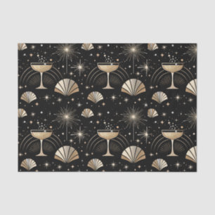 Papier Mousseline Constellations de Champagne Art Déco Motif de Nuit